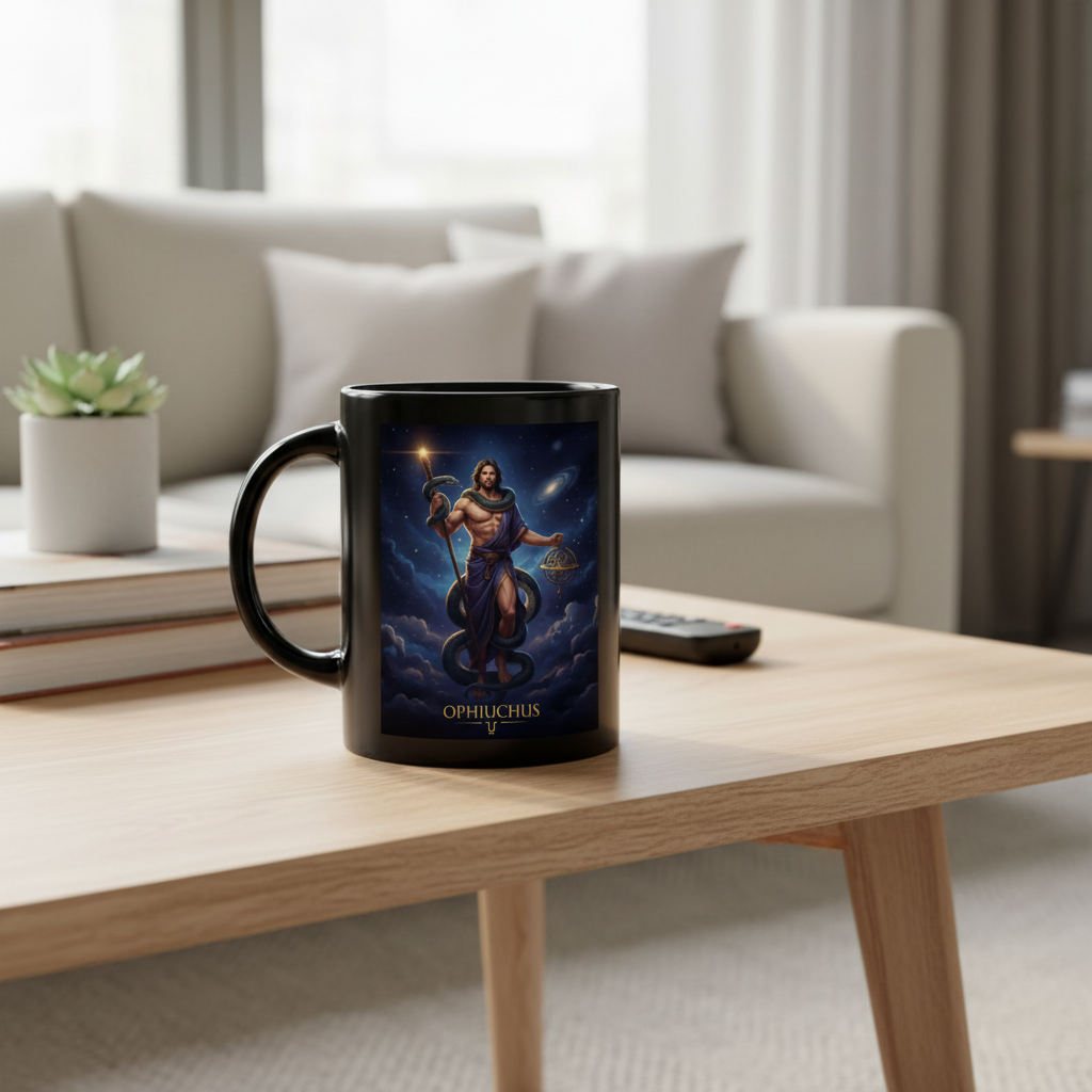 Tazza Colazione Mug Nera Ofiuco Idea Regalo Tredicesimo Segno