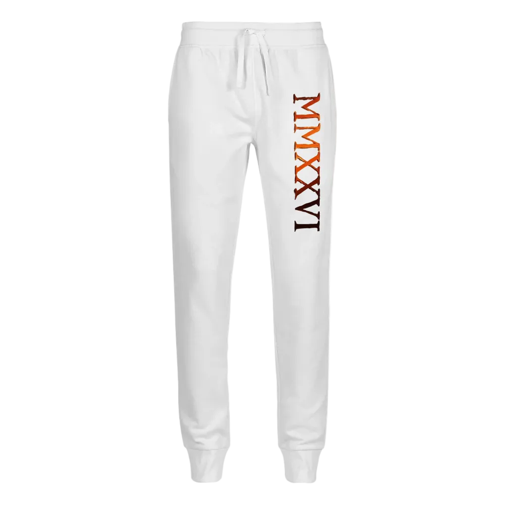 Pantalone Jogging Slim Fit Bianco MMXXVI - Cotone Felpato Sportivo Uomo Donna