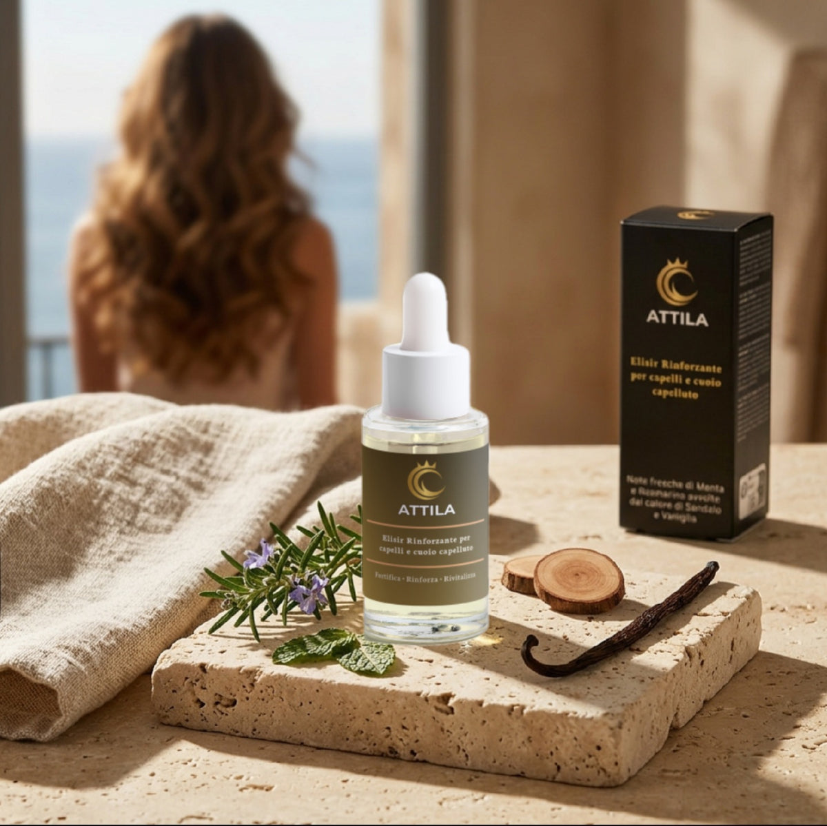 ATTILA | Olio Rinforzante Cuoio Capelluto e Capelli con Rosmarino, Menta e Ricino