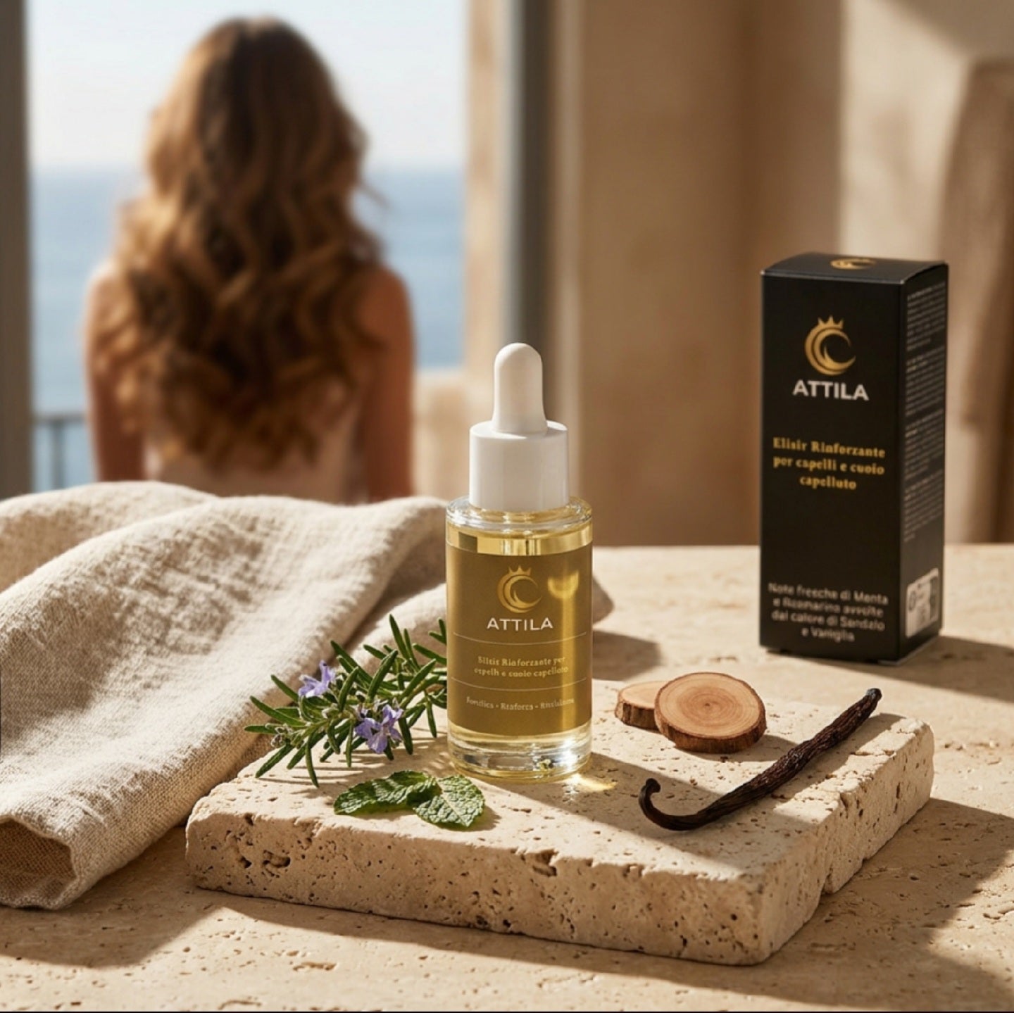 ATTILA | Olio Rinforzante Cuoio Capelluto e Capelli con Rosmarino, Menta e Ricino