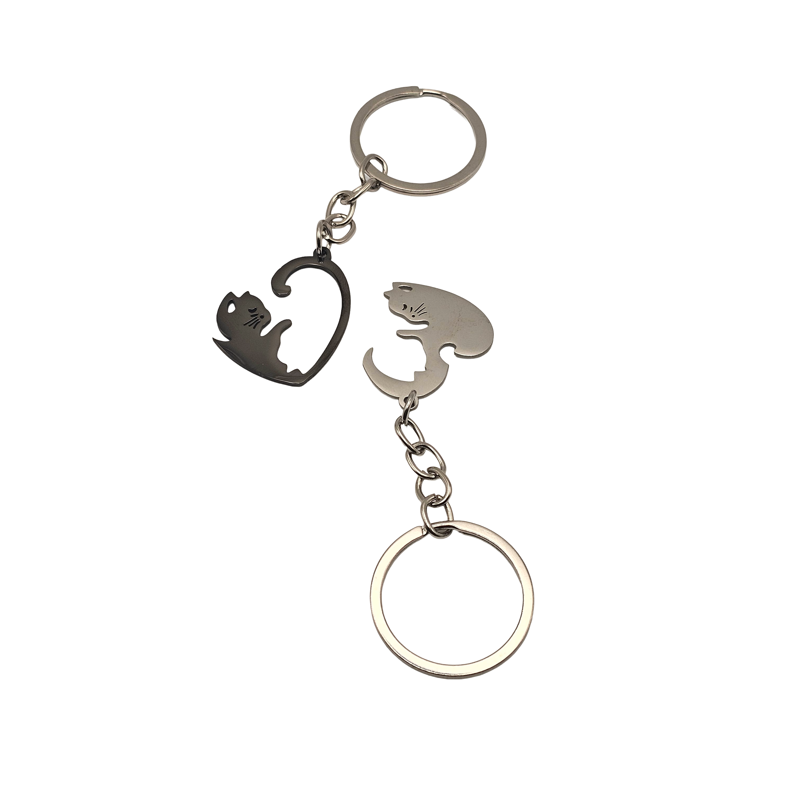 Portachiavi di Coppia "Gatti del Cuore Innamorati" – Design a Incastro