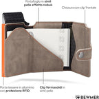 Portafoglio Slim BEWMER | Porta Carte Atossico Anticlonazione RFID e Monete