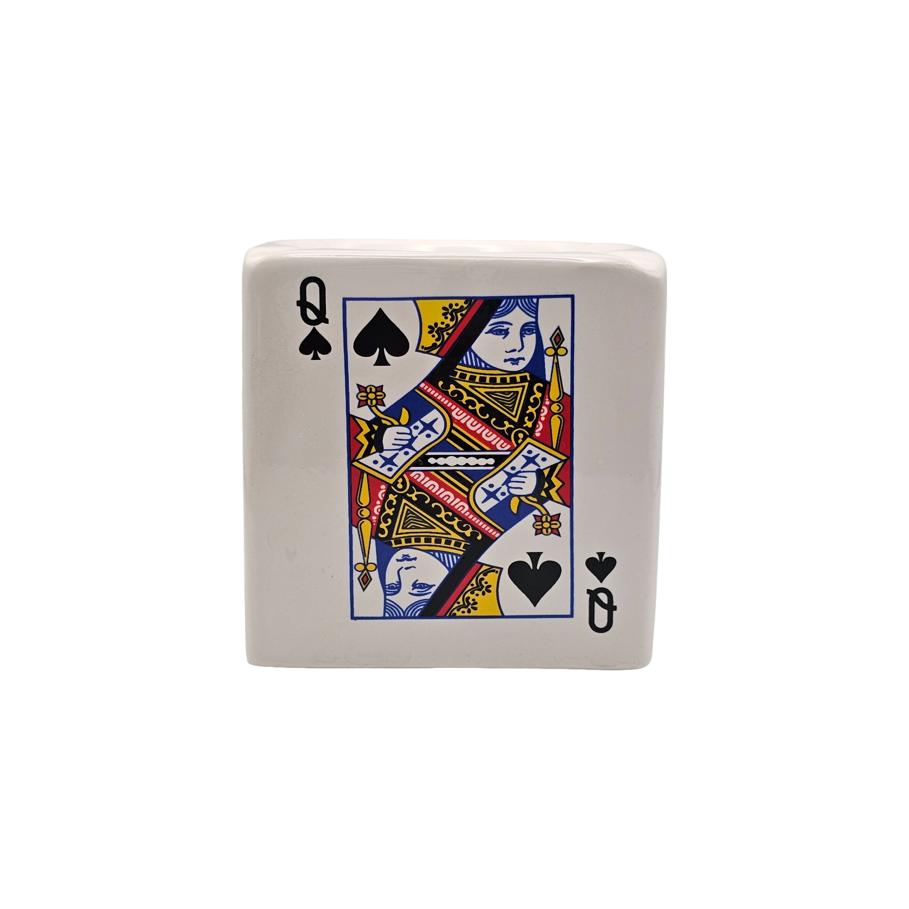 Portacenere in Ceramica Design Carte da Gioco Quadri Fiori Picche - Poker Style