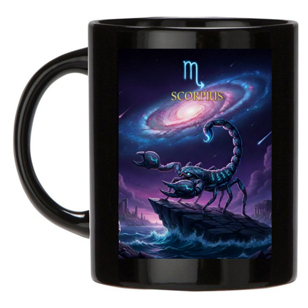 Tazza Mug Nera Personalizzata Scorpione - Idea Regalo Ceramica Colazione