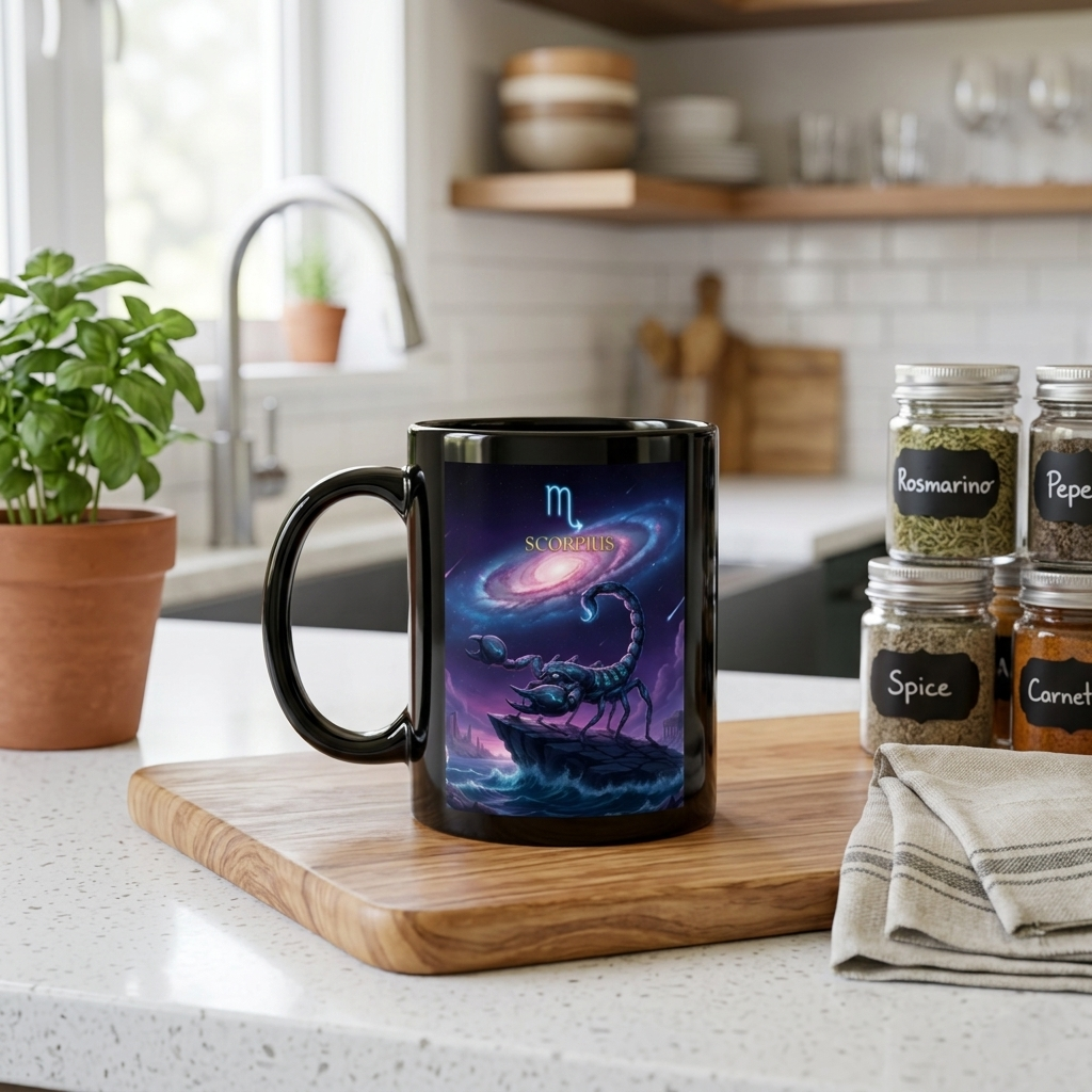 Tazza Mug Nera Personalizzata Scorpione - Idea Regalo Ceramica Colazione