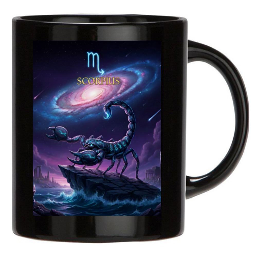 Tazza Mug Nera Personalizzata Scorpione - Idea Regalo Ceramica Colazione