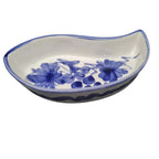 Set 3 Vassoi Mezzaluna Ceramica Bianca e Blu - Piatti da Portata Antipasti Decorati a Mano