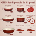 Set Pentole Salvaspazio 11Pz Ceramica Atossica | Per Forno e Induzione