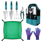 Set Giardinaggio 7 Pezzi in Alluminio Antiruggine con Custodia e Guanti