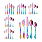 Set Posate Eleganti 30 Pezzi in Acciaio Inox - Nero o Arcobaleno