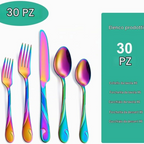 Set Posate Eleganti 30 Pezzi in Acciaio Inox - Nero o Arcobaleno