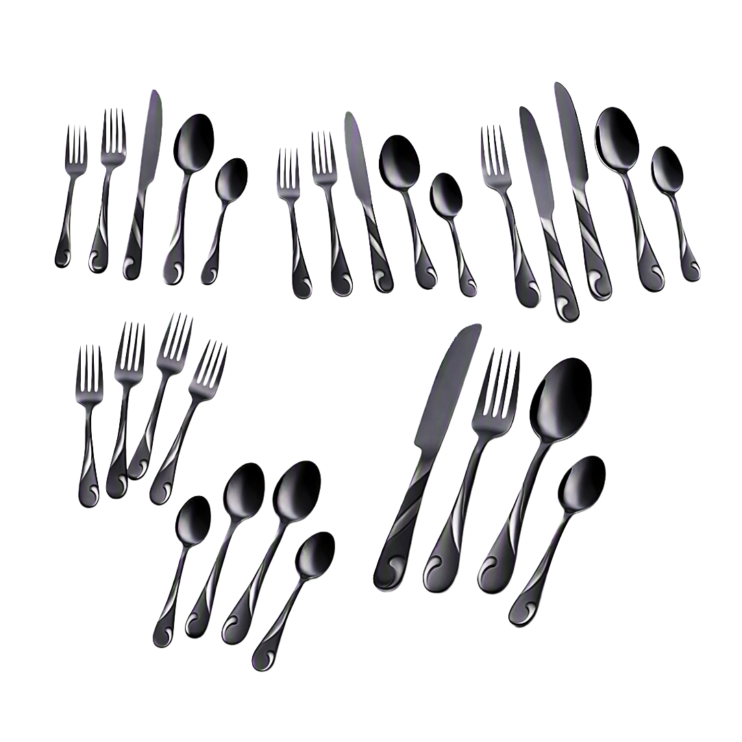 Set Posate Eleganti 30 Pezzi in Acciaio Inox - Nero o Arcobaleno