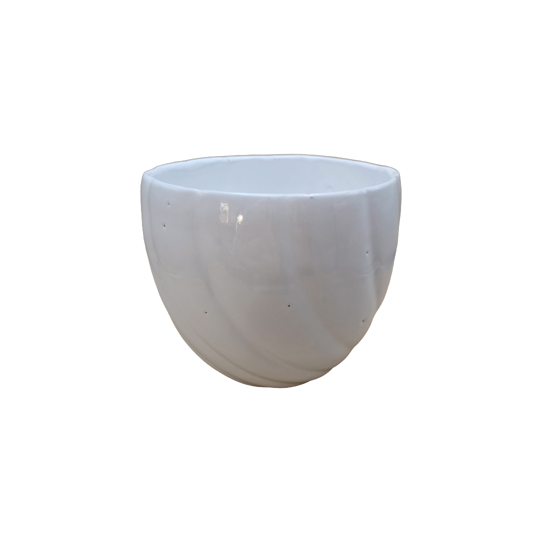 Vaso in Ceramica Bianca Made in Italy – Design a Spirale – con Piccoli Difetti