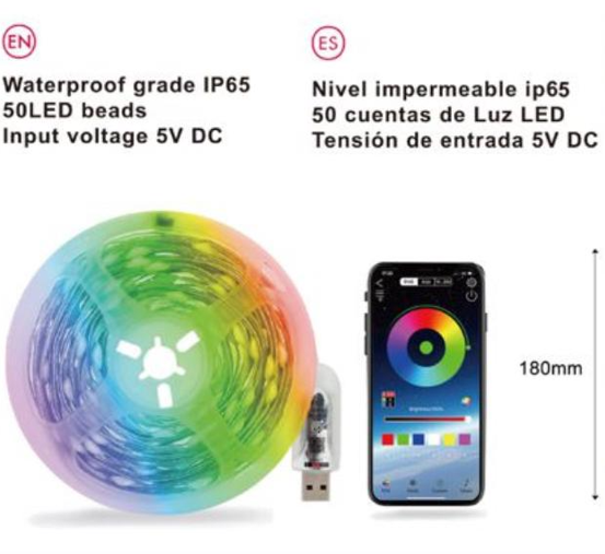 Striscia LED 5 Metri  – Luci Colorate per Camera, Soggiorno, Cucina, Camera da Letto, Bar, Festa