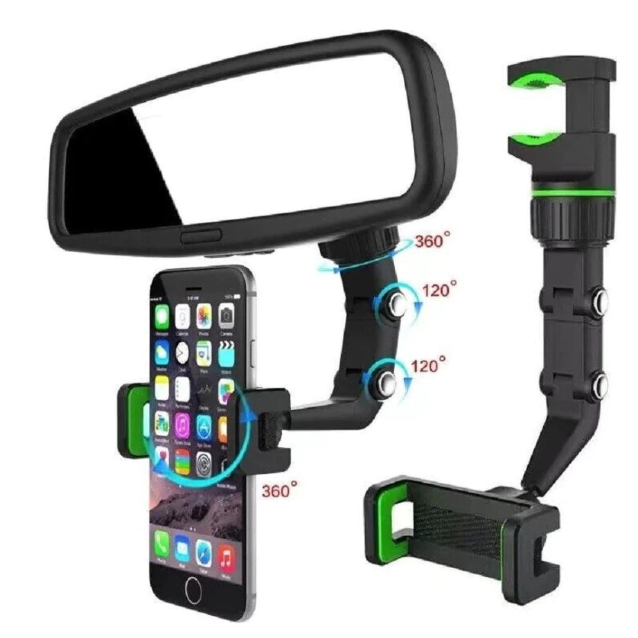 Supporto Auto Specchietto Retrovisore Cellulare Ruotabile 360 Universale GPS