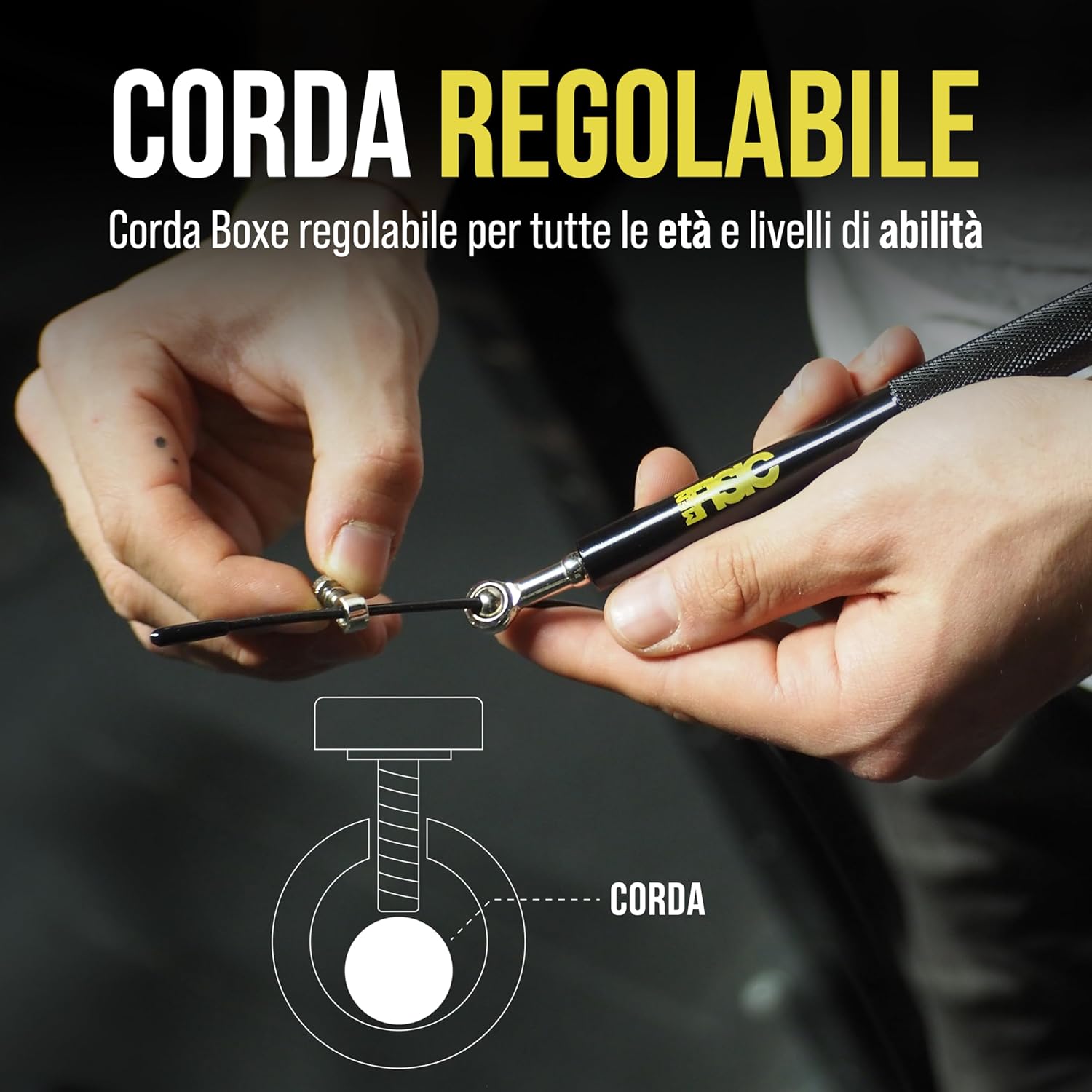 Corda per Saltare Professionale in Acciaio Regolabile Nero