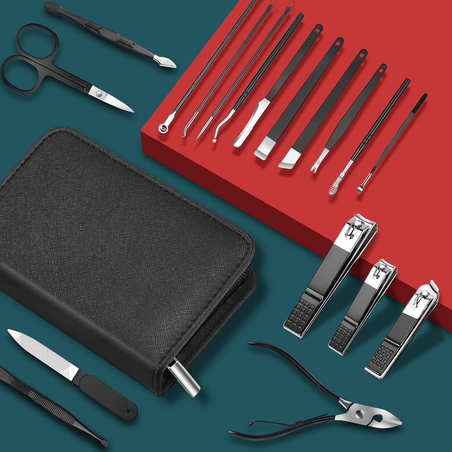 Set Manicure e Pedicure Professionale 18 Pezzi con Custodia