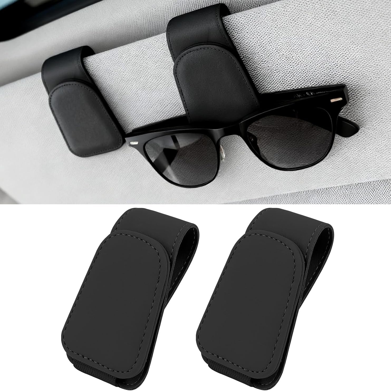 Porta Occhiali in Pelle con Clip Magnetica - Confezione da 2 Pz