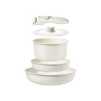 Set Pentole 5pz Ceramica Atossica Manico Staccabile - Blu | Bianco