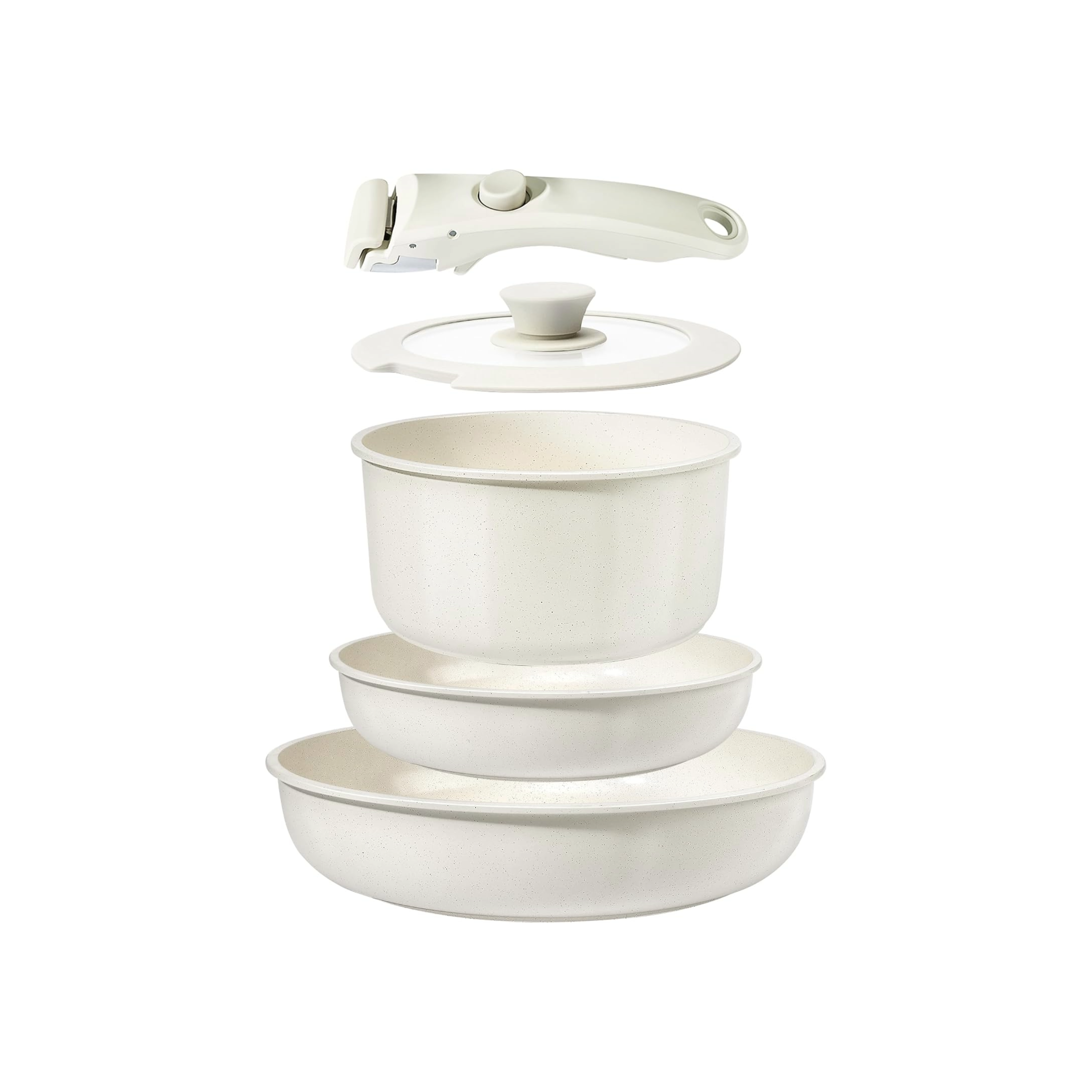 Set Pentole 5pz Ceramica Atossica Manico Staccabile - Blu | Bianco