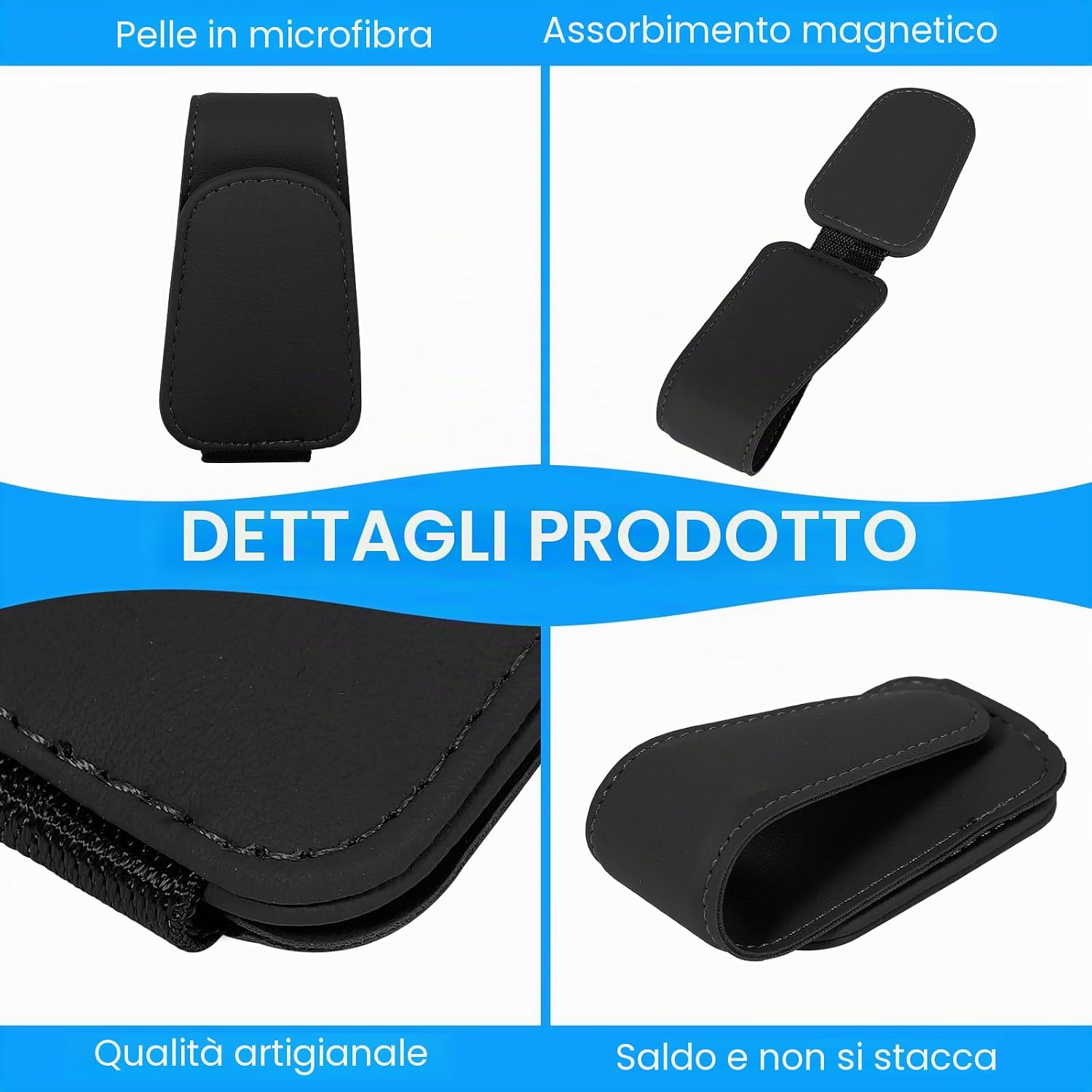 Porta Occhiali in Pelle con Clip Magnetica - Confezione da 2 Pz