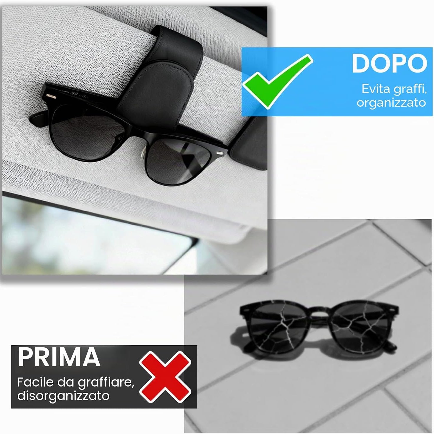 Porta Occhiali in Pelle con Clip Magnetica - Confezione da 2 Pz