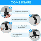 Porta Occhiali in Pelle con Clip Magnetica - Confezione da 2 Pz