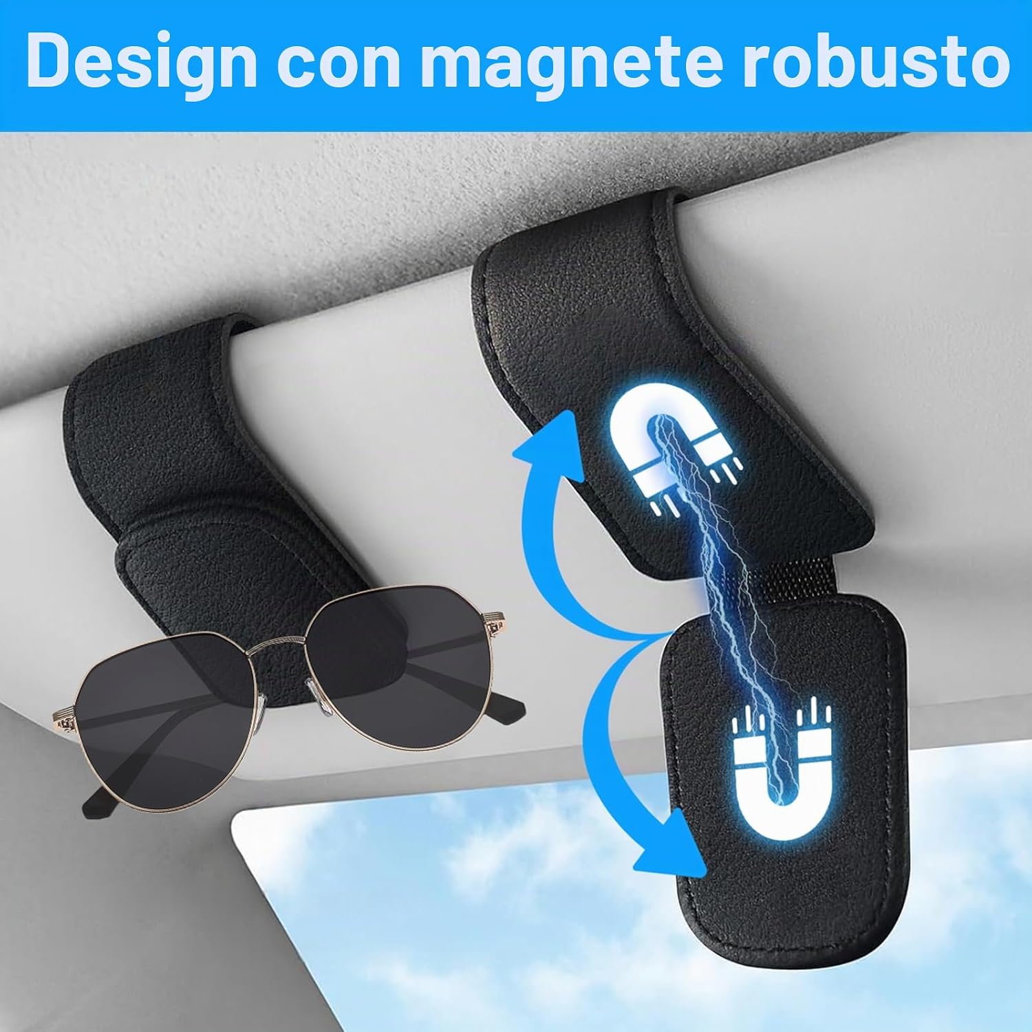 Porta Occhiali in Pelle con Clip Magnetica - Confezione da 2 Pz