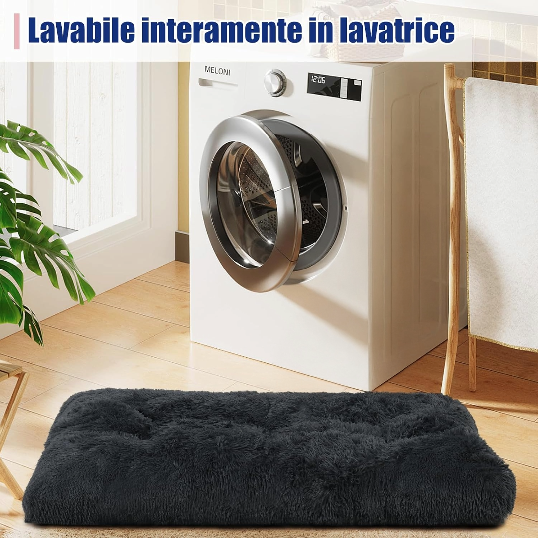 Cuscino Morbido e Traspirante per Cani 90x60 cm con Fondo Antiscivolo - Grigio Scuro