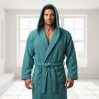 Accappatoio Unisex Taglia M con Cappuccio in Spugna 450gr/mq – Modello Pop Corn Verde Scuro