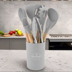 Set di 12 Utensili da Cucina in Silicone – Resistenti al Calore, Antiaderenti e Lavabili in Lavastoviglie (grigio)