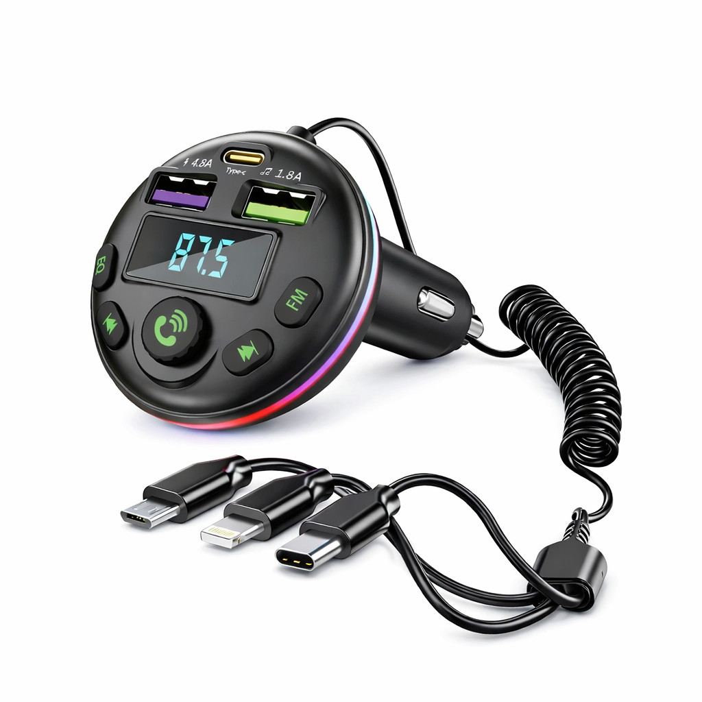 Trasmettitore FM Bluetooth 5.0 per Auto Andowl Q-C81 – Caricatore USB, Vivavoce e Lettore MP3
