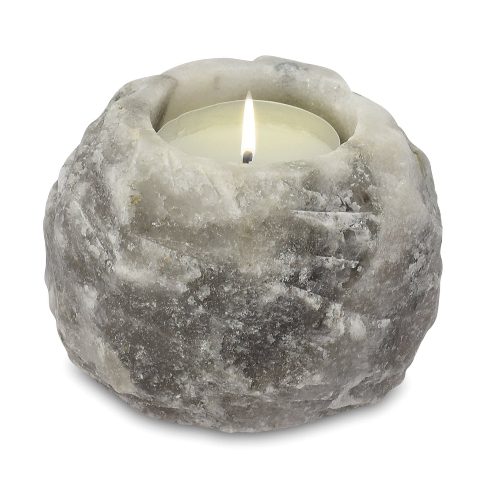 Portacandela in Sale Grigio Naturale - Design Moderno Relax
