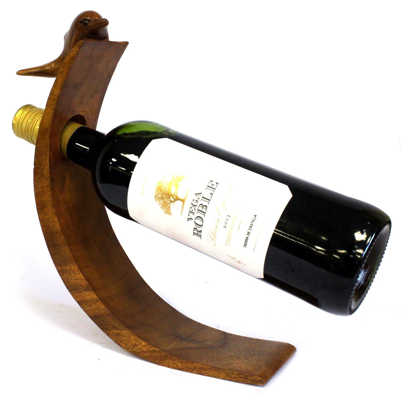 Portabottiglie Magico in Legno a Forma di Delfino - Design Artigianale