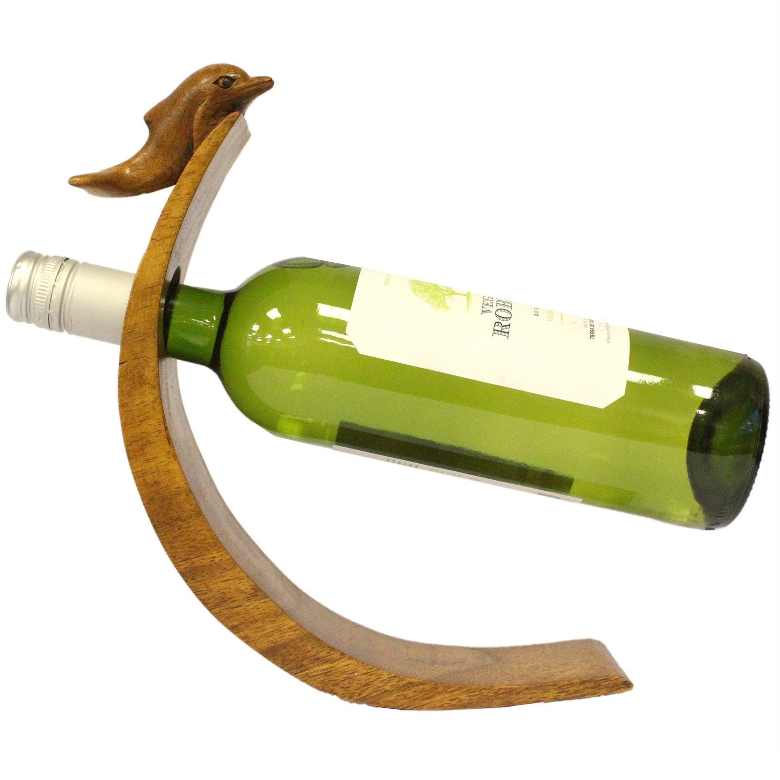 Portabottiglie Magico in Legno a Forma di Delfino - Design Artigianale
