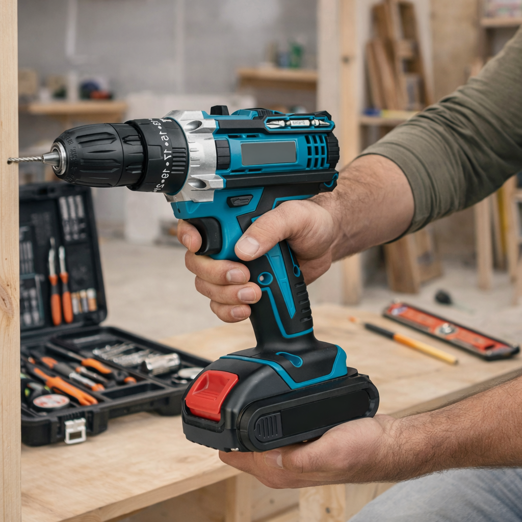 Kit Valigetta Attrezzi 118 Pezzi con Trapano Avvitatore a Batteria 48V Brushless con 2 Batterie