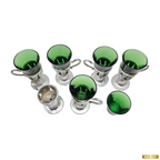 Set 6 Bicchierini Liquore Vintage "Giapponesi" – Vetro Verde e Base Argentata