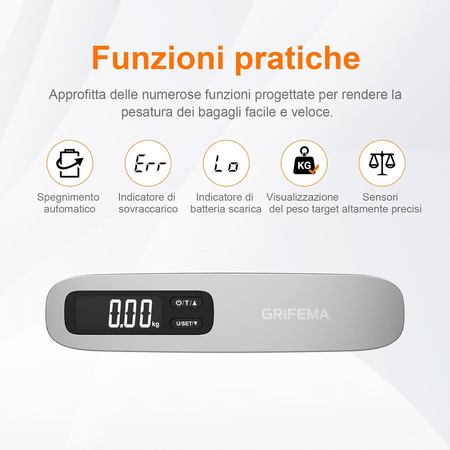 Bilancia Digitale da Bagaglio e Pacchi | con Display Retroilluminato