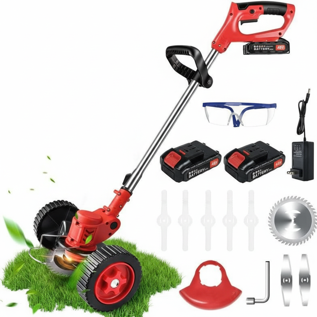 Tagliabordi/Decespugliatore Professionale a Batteria 48V | 3-in-1, Telescopico con 2 Batterie Incluse – Ideale per Giardino e Rifiniture