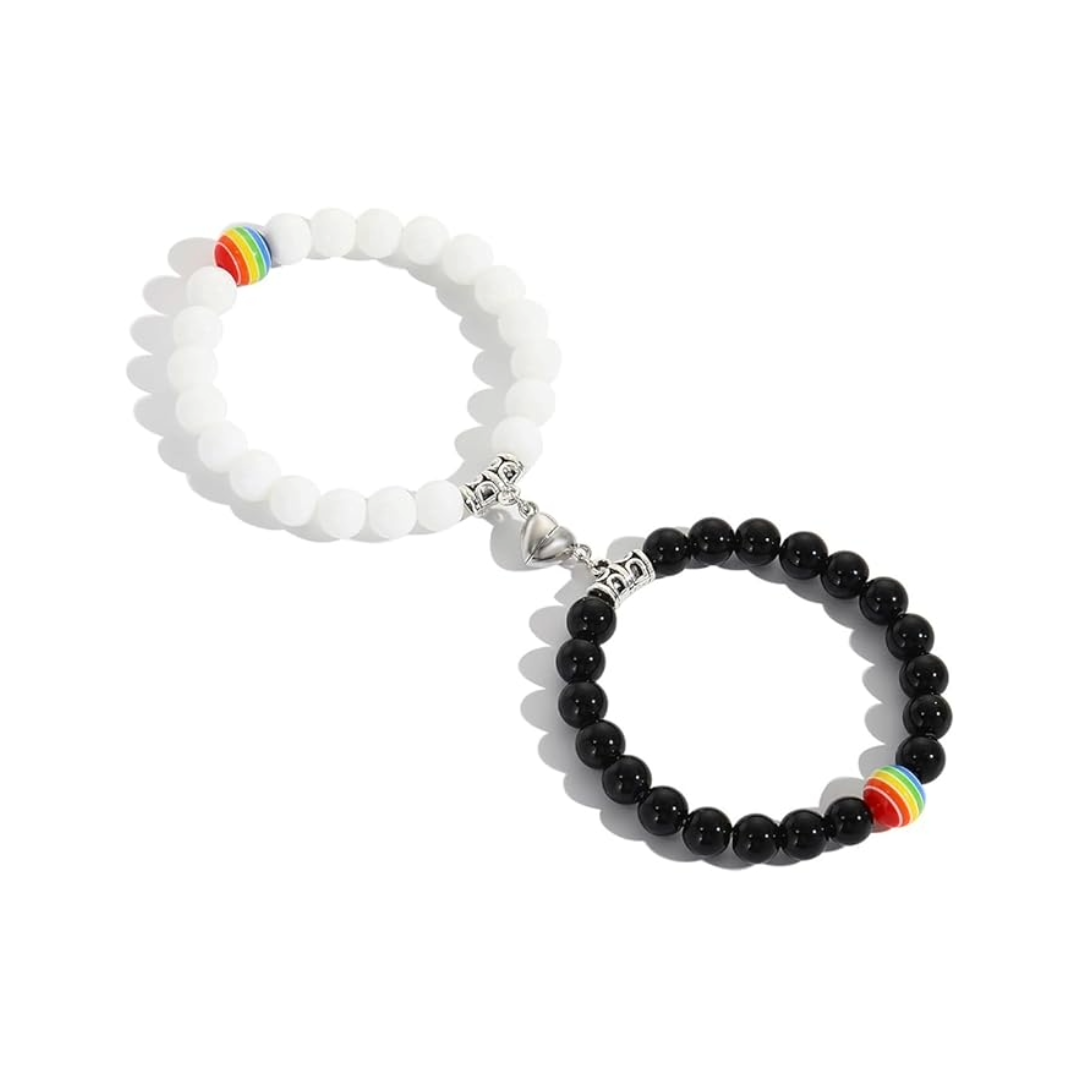 Bracciali Coppia Magnetici Pride: Cuore Calamita e Arcobaleno LGBTQ+