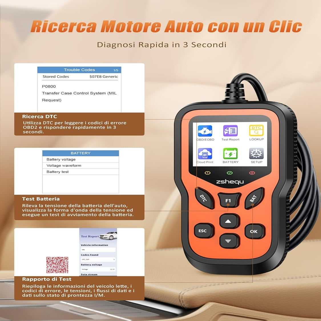 Scanner Diagnostica OBDII - 35.915 Codici Errore e Reset Motore Rapido