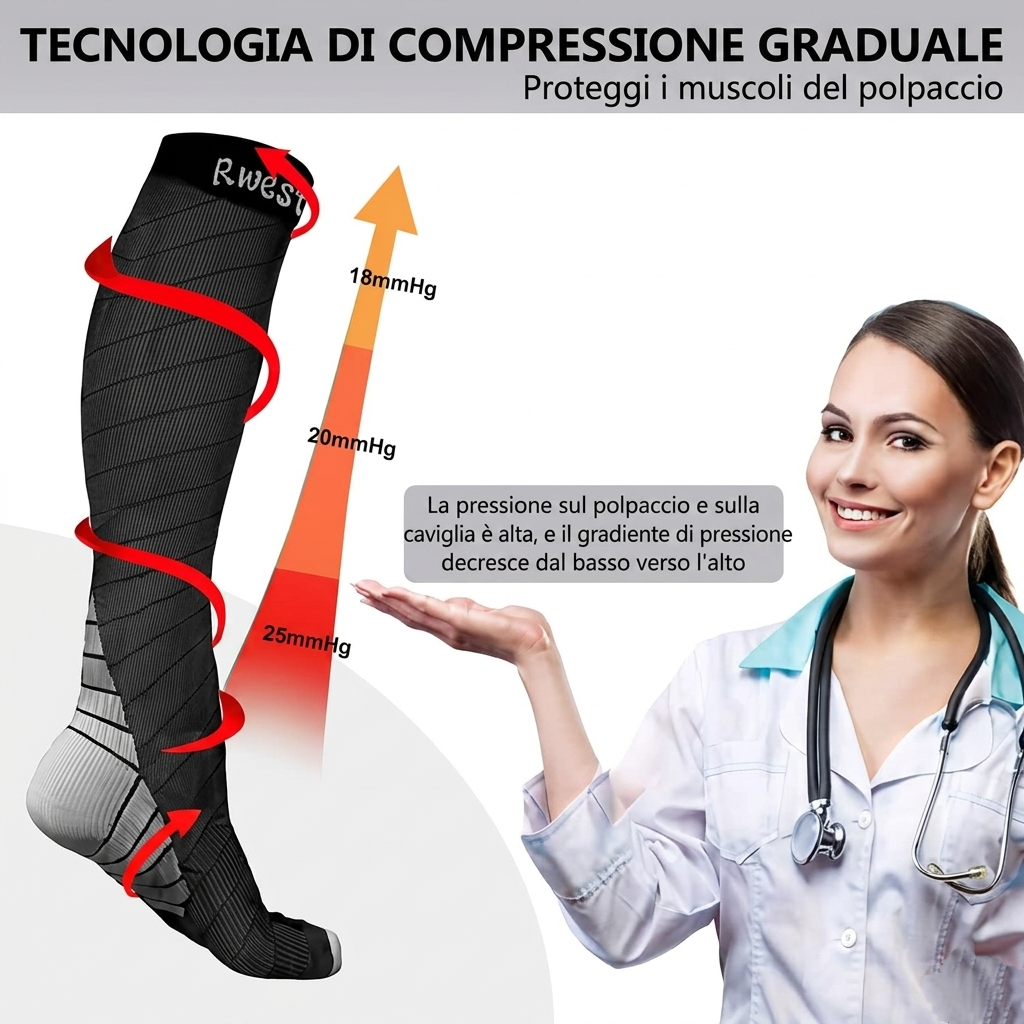 Calze Dynamic Supporto Ergonomico a Compressione Graduata - Unisex