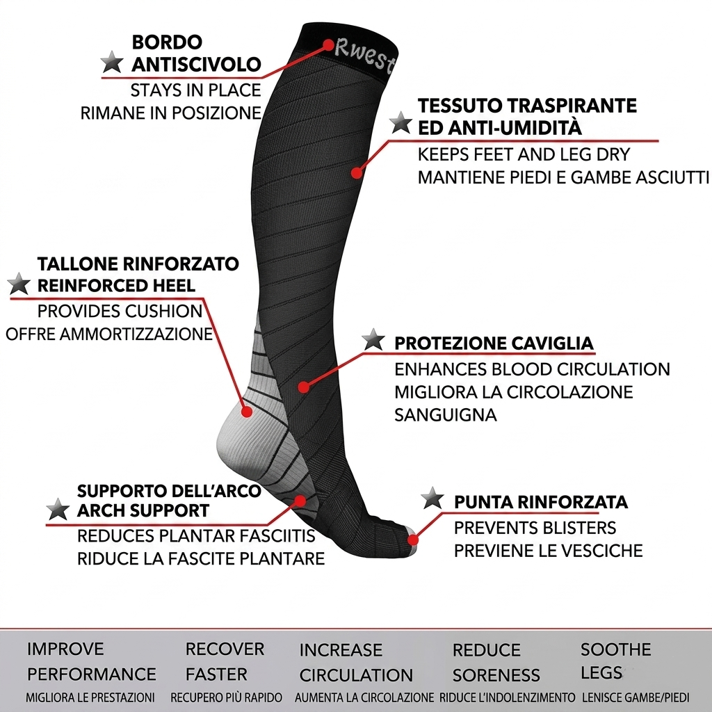 Calze Dynamic Supporto Ergonomico a Compressione Graduata - Unisex