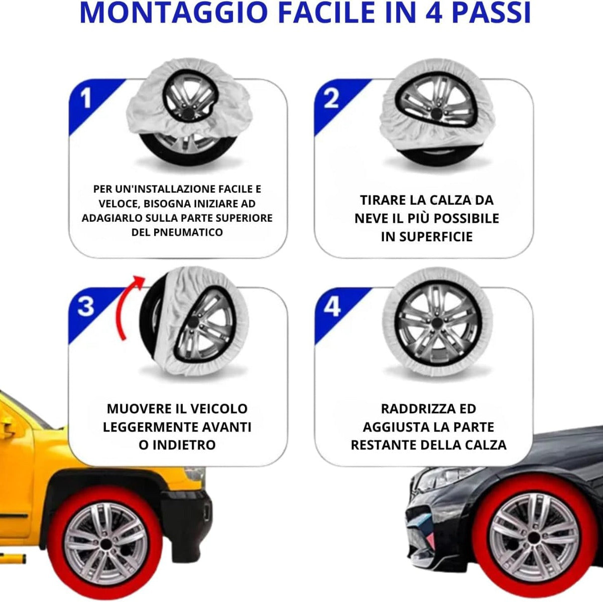 Calze da Neve per Pneumatici - Set di 2 Pezzi Omologate SIze L