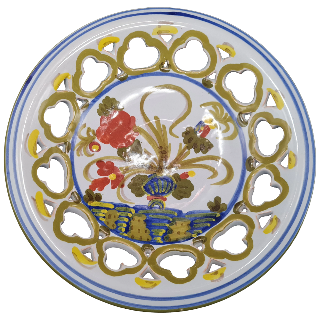 Piatto In Ceramica Svuota Tasche 17cm Decorato a Mano Made in Italy Floreale