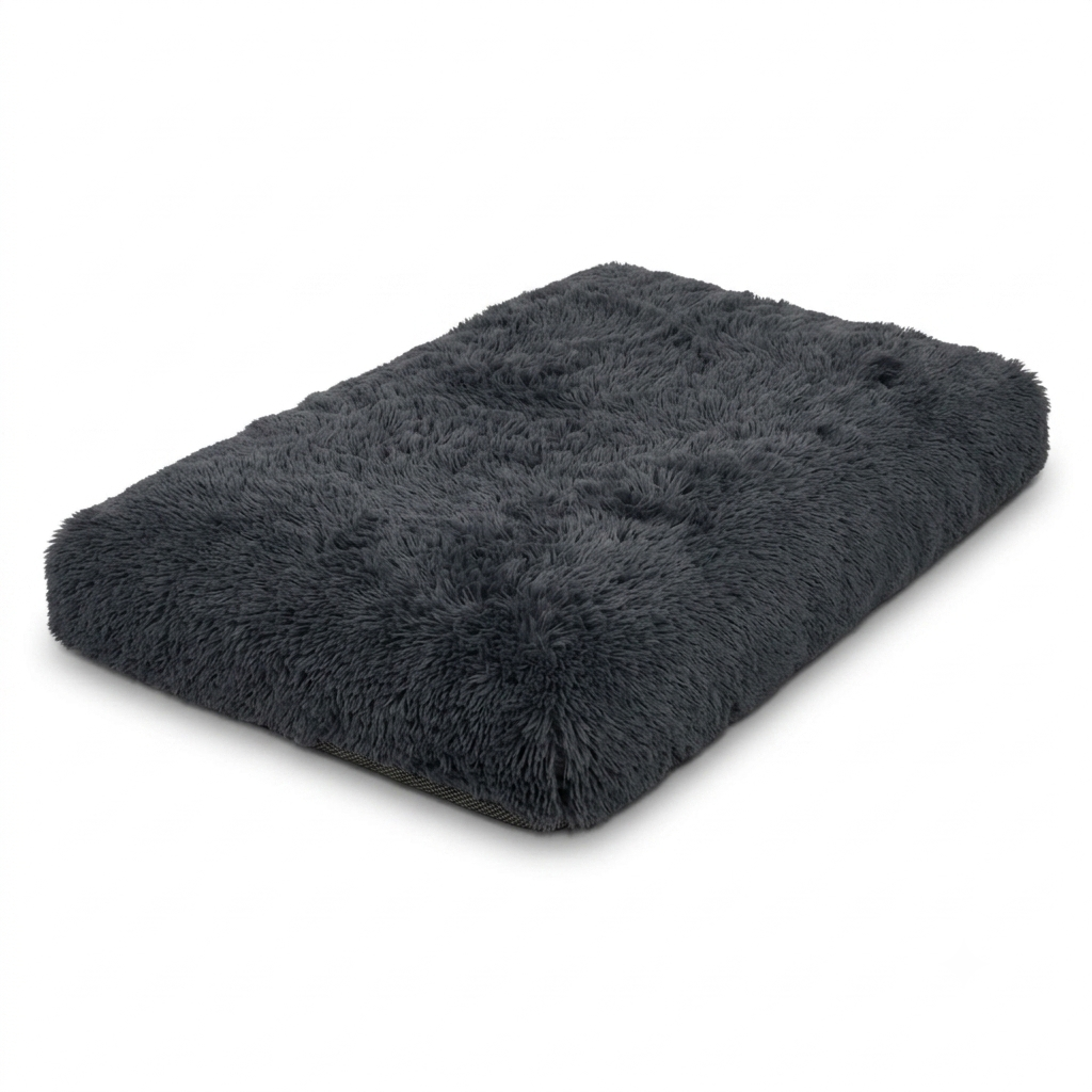 Cuscino Morbido e Traspirante per Cani 90x60 cm con Fondo Antiscivolo - Grigio Scuro