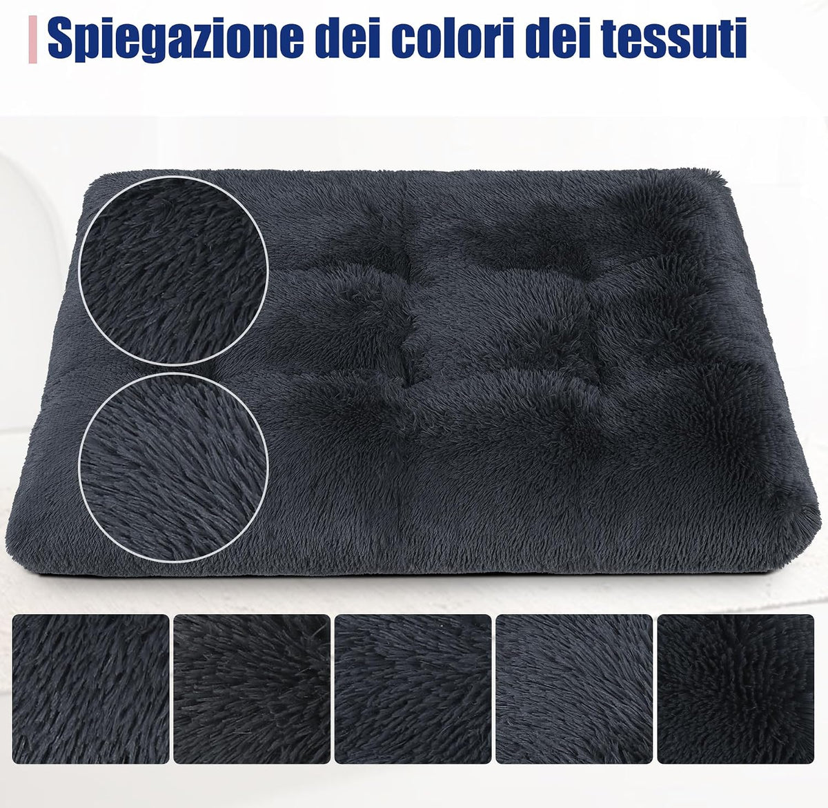 Cuscino Morbido e Traspirante per Cani 90x60 cm con Fondo Antiscivolo - Grigio Scuro