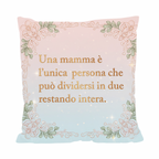 Cuscino Arredo Divano 38x38 cm Dedica per la Mamma - Regalo Compleanno e Festa