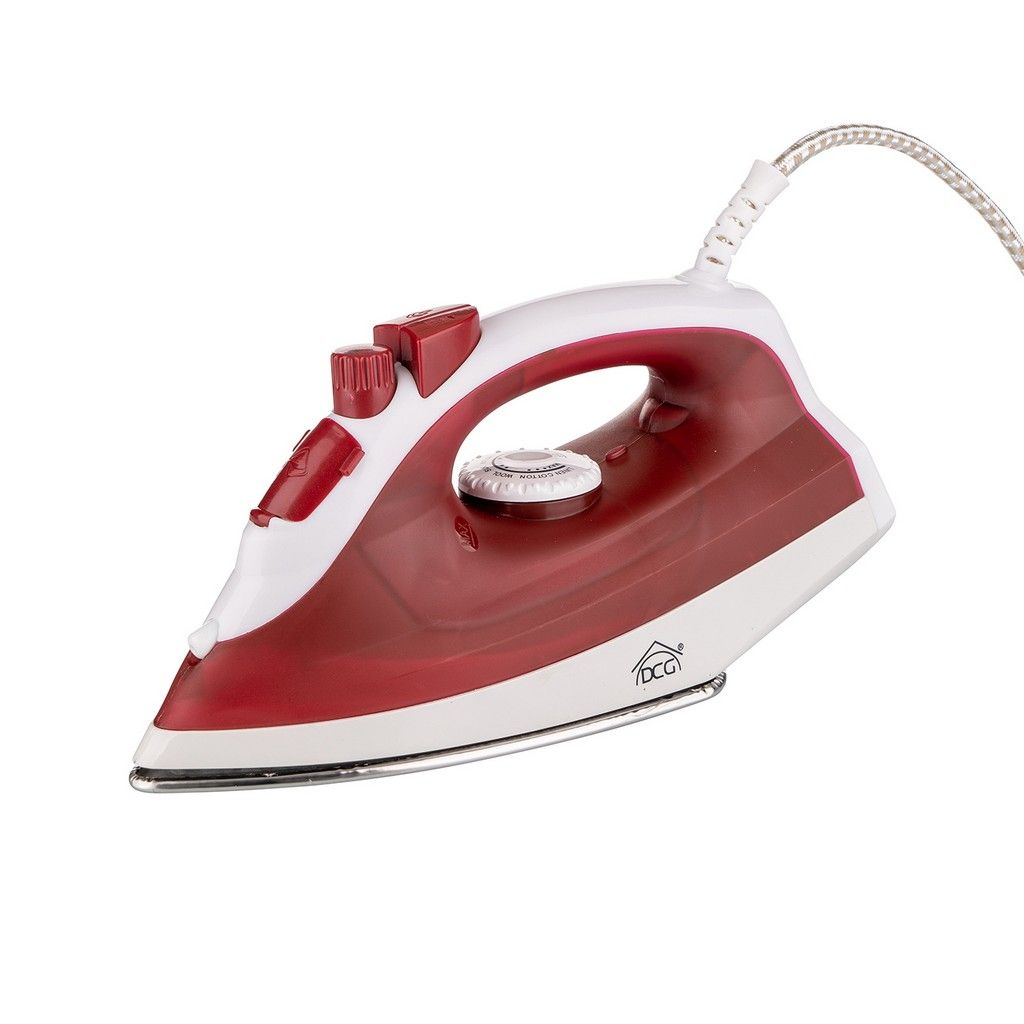 Ferro da Stiro a Vapore DCG 1800W con Piastra in Acciaio Inox - Rosso