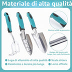 Set Giardinaggio 7 Pezzi in Alluminio Antiruggine con Custodia e Guanti